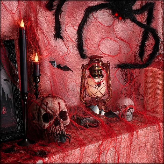 600 X 80 Inch Red Halloween Creepy Cloth, Spooky Gauze Fabric For Yard, Outdoor