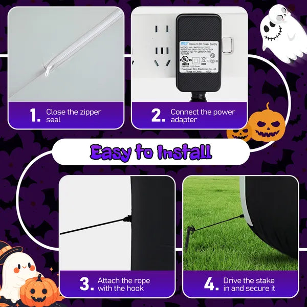 12FT Giant Halloween Inflatable Grim Reaper Pumpkin LED Yard Decor