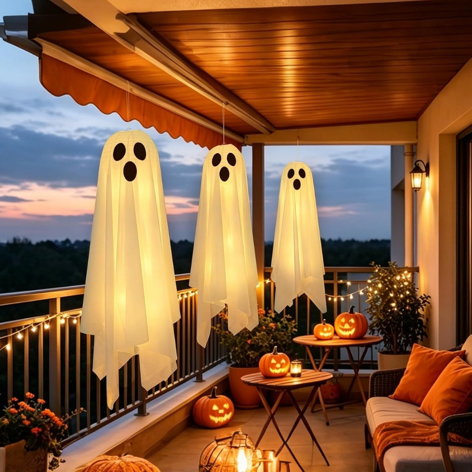 Halloween Decor, 3 Pack Light Up Halloween Hanging Ghosts Decor
