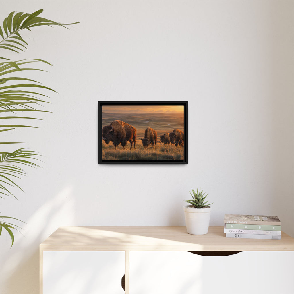 Bison Plains Golden Hour Canvas Wall Art Print Ready to Hang