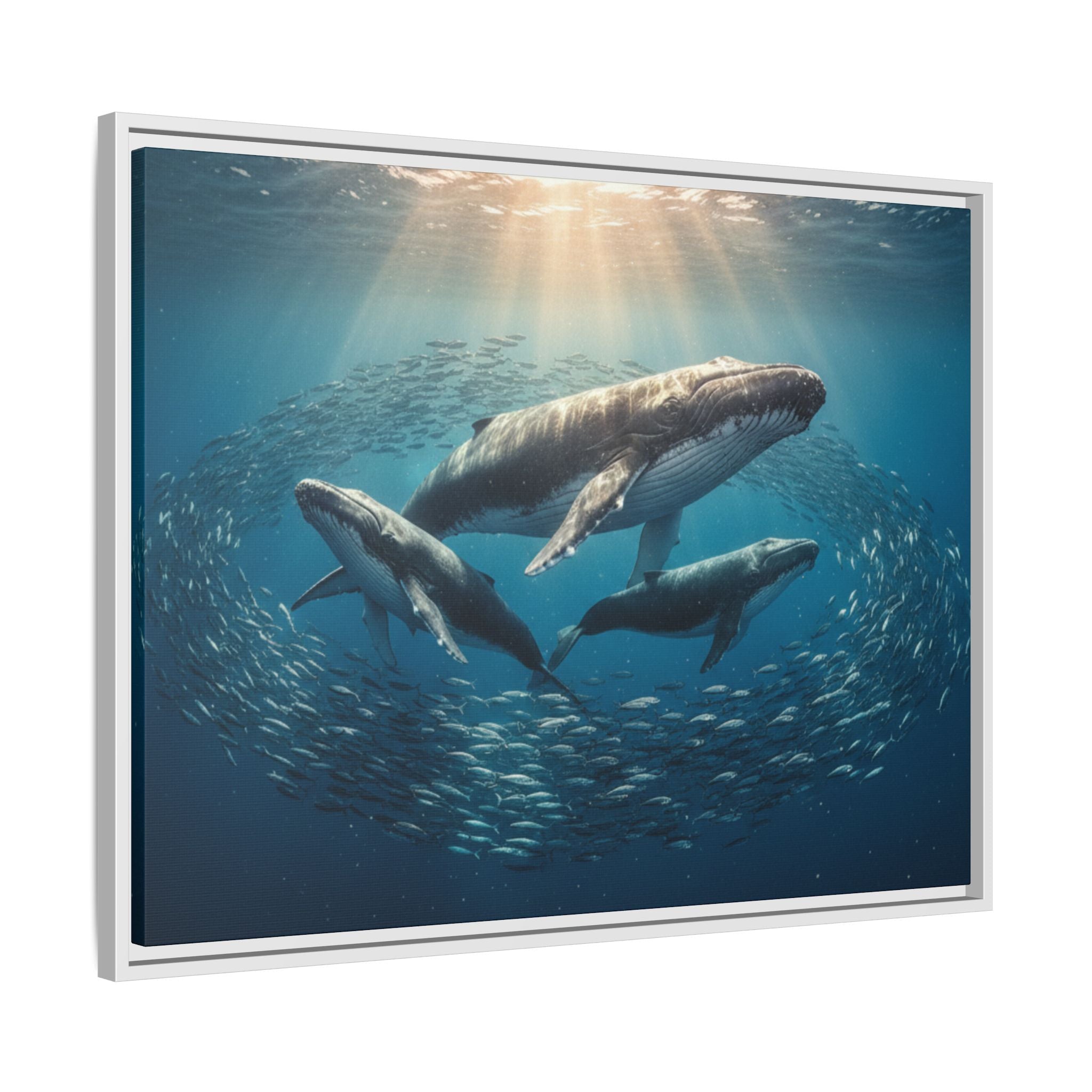 Whale Family Canvas Wall Art - Framed - Stunning