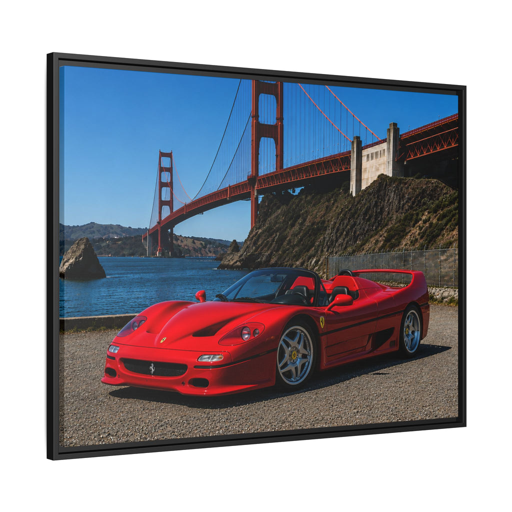 Ferrari F50 1995 Red - At Golden Gate Bridge - Stunning Framed Canvas Wall Art