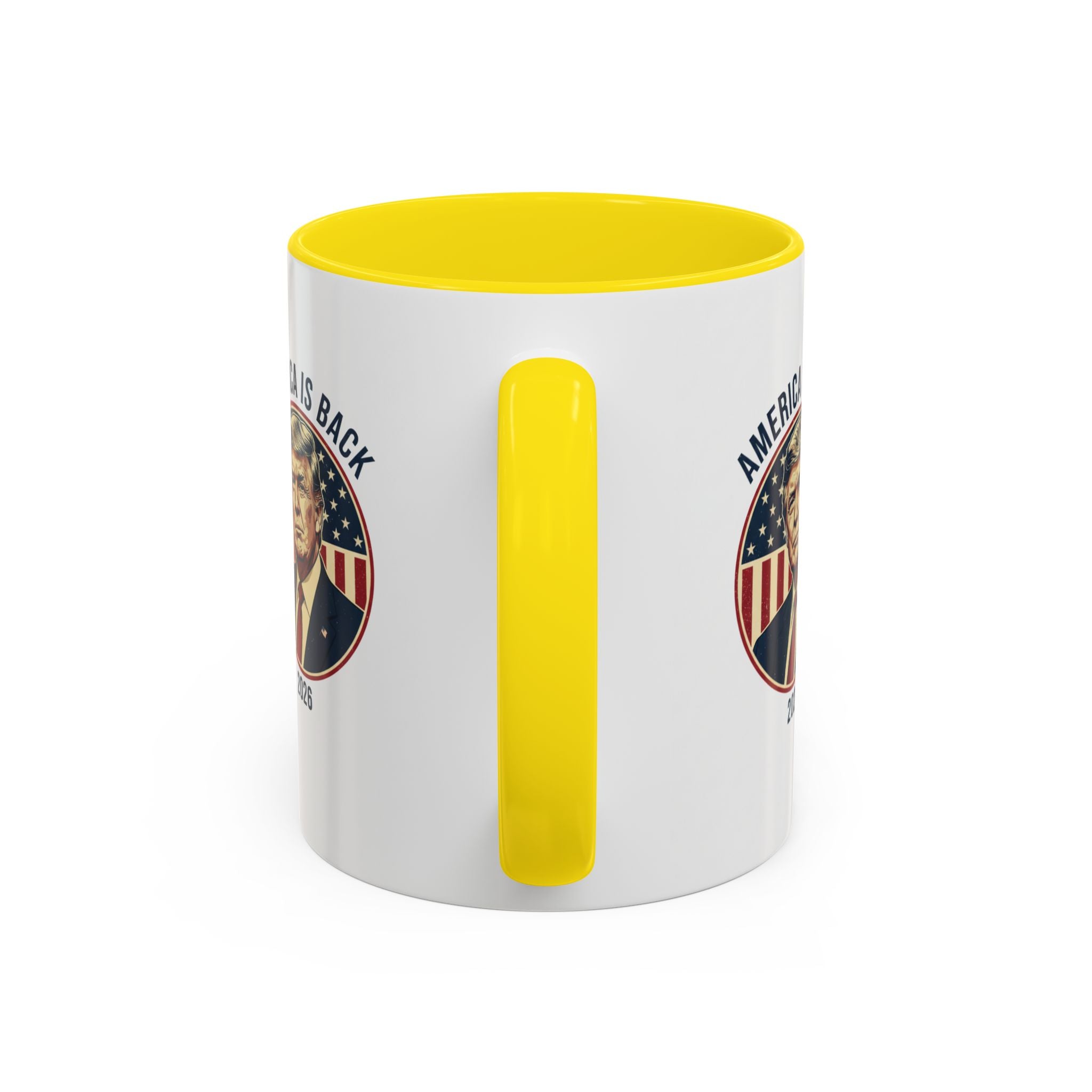 America Is Back 2026 Accent Coffee Mug — Patriotic Trump Campaign Ceramic Mug