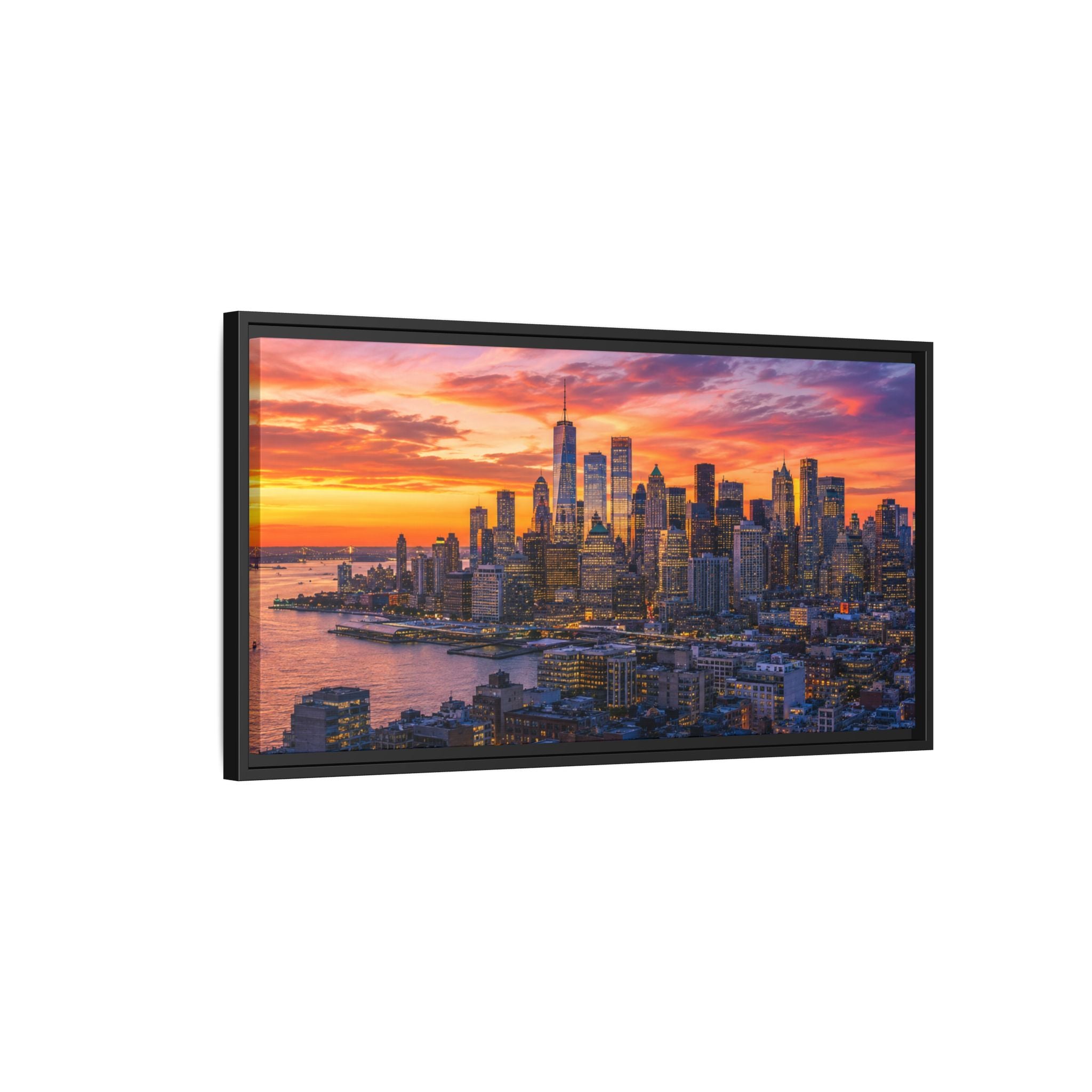 New York City Stunning — Vibrant Skyline Sunset Canvas Wall Art