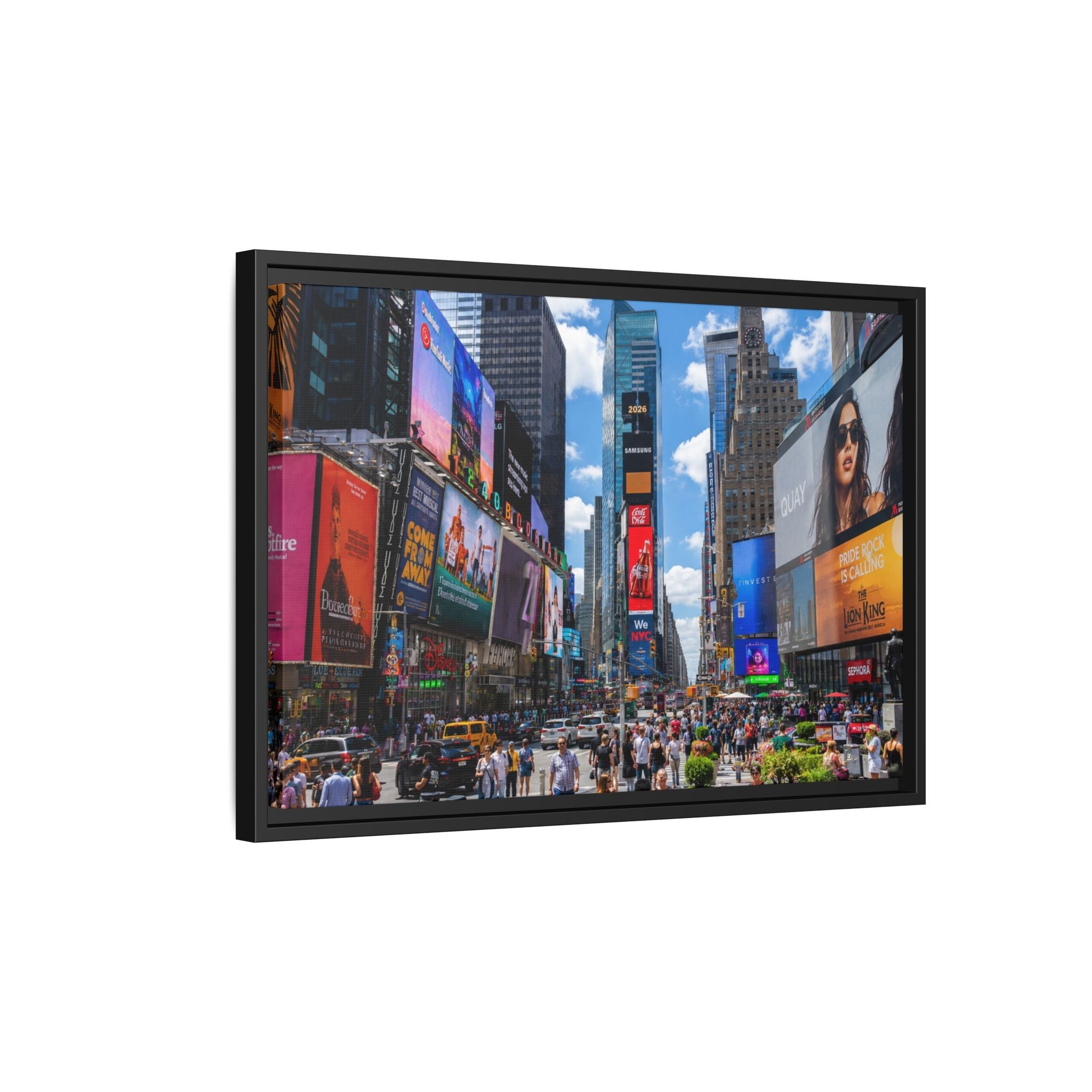 Times Square New York Matte Canvas Framed Wall Art — Vibrant Cityscape Photography