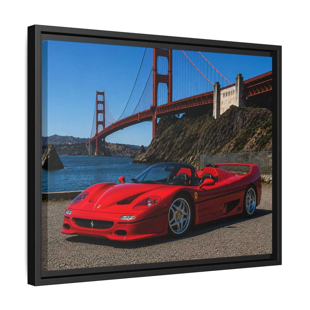 Ferrari F50 1995 Red - At Golden Gate Bridge - Stunning Framed Canvas Wall Art