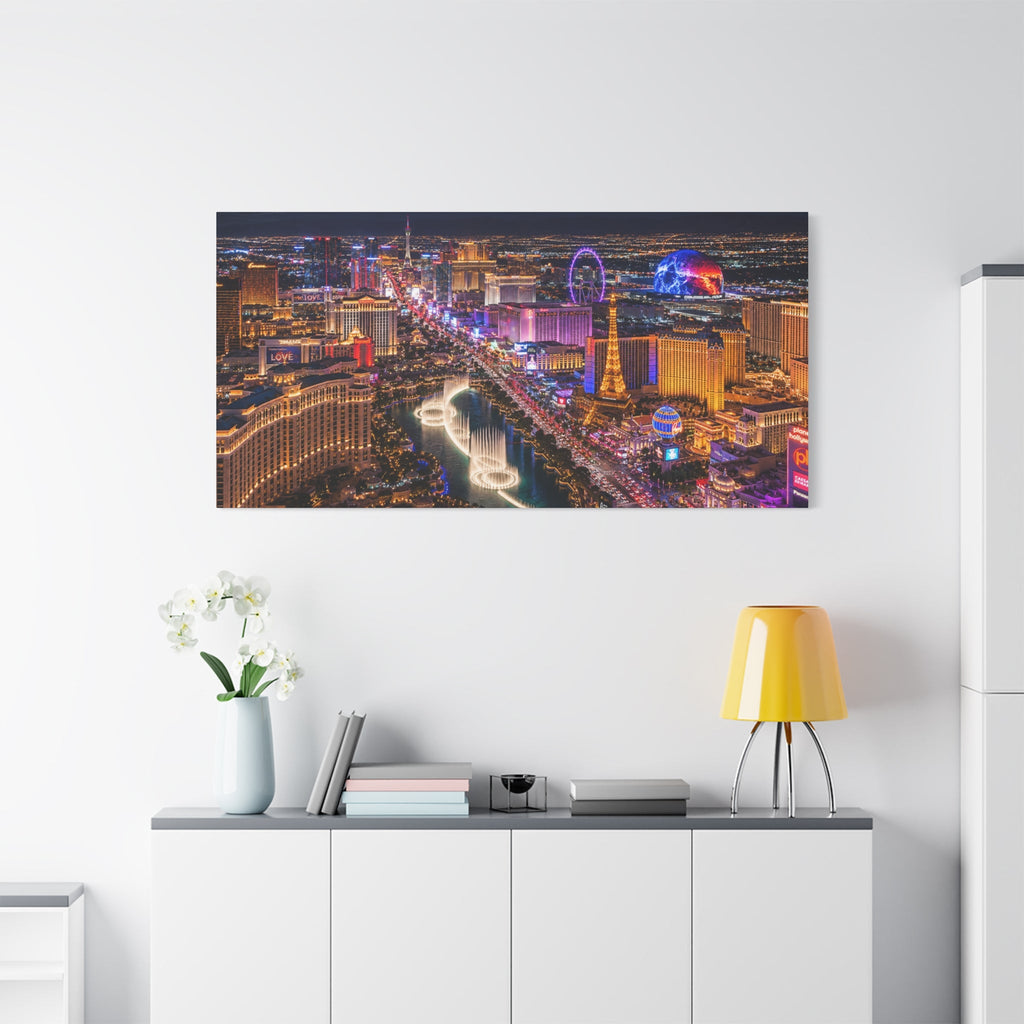 Las Vegas Strip Nightscape Matte Canvas Print — Stunning Vibrant Art