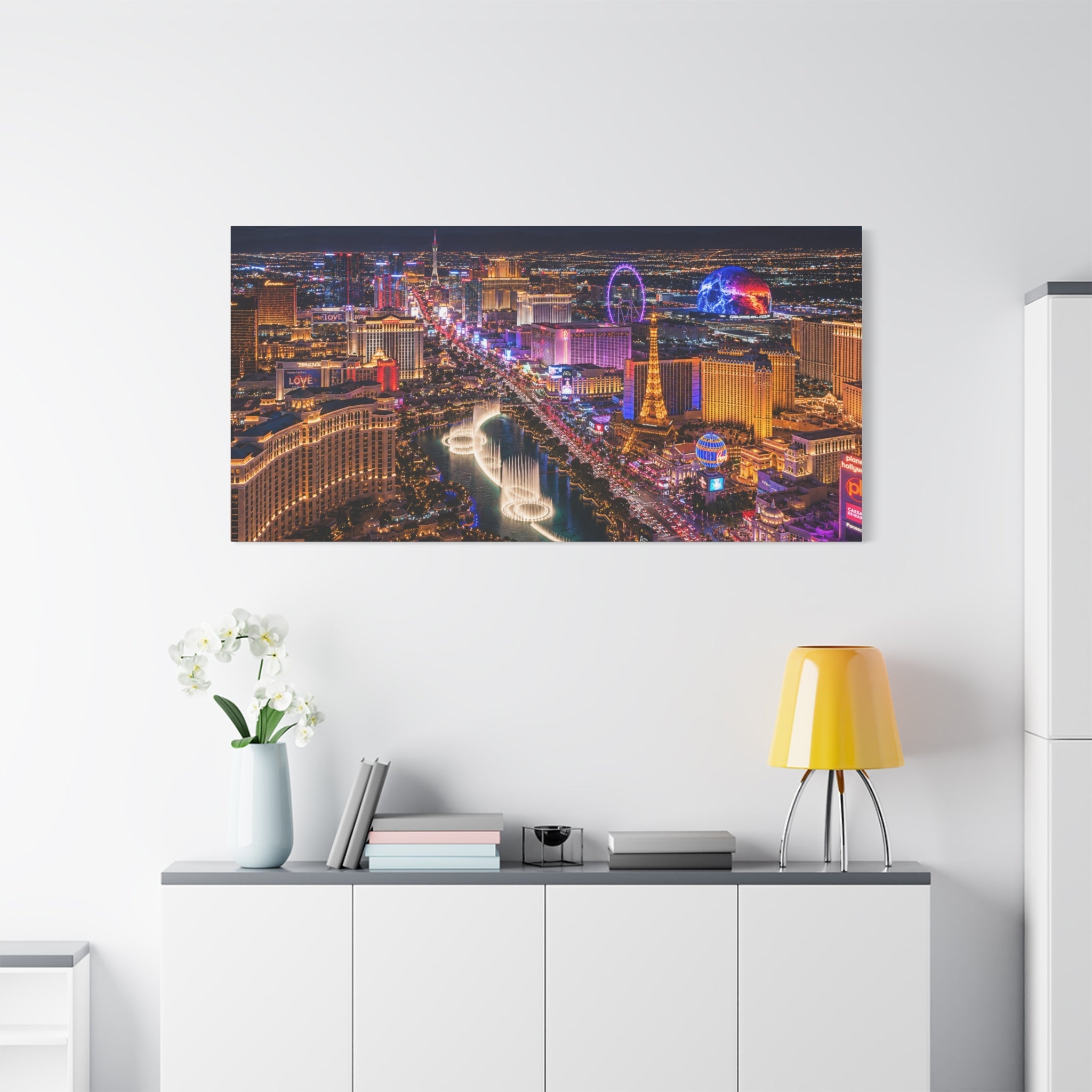 Las Vegas Strip Nightscape Matte Canvas Print — Stunning Vibrant Art