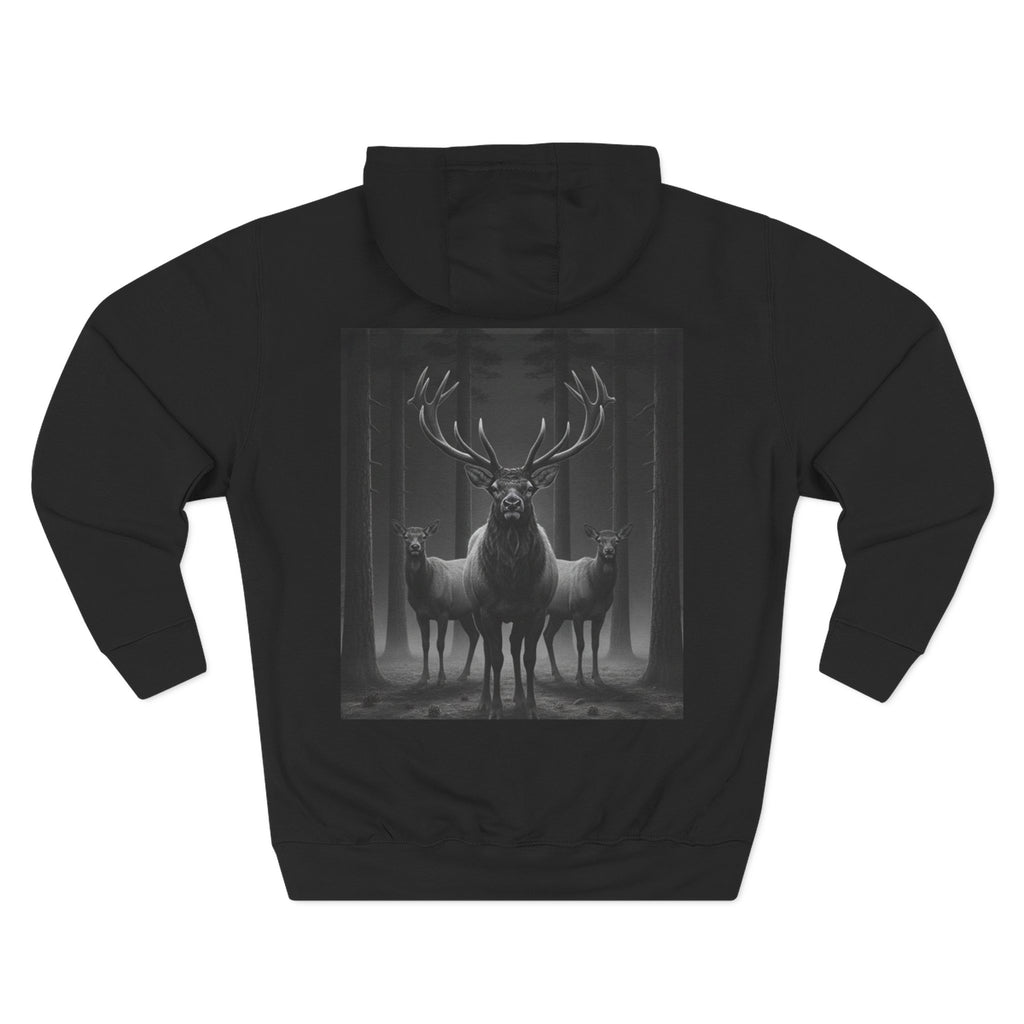 Mystic Stag Hoodie — Dark Forest Elk Trio Graphic Fleece