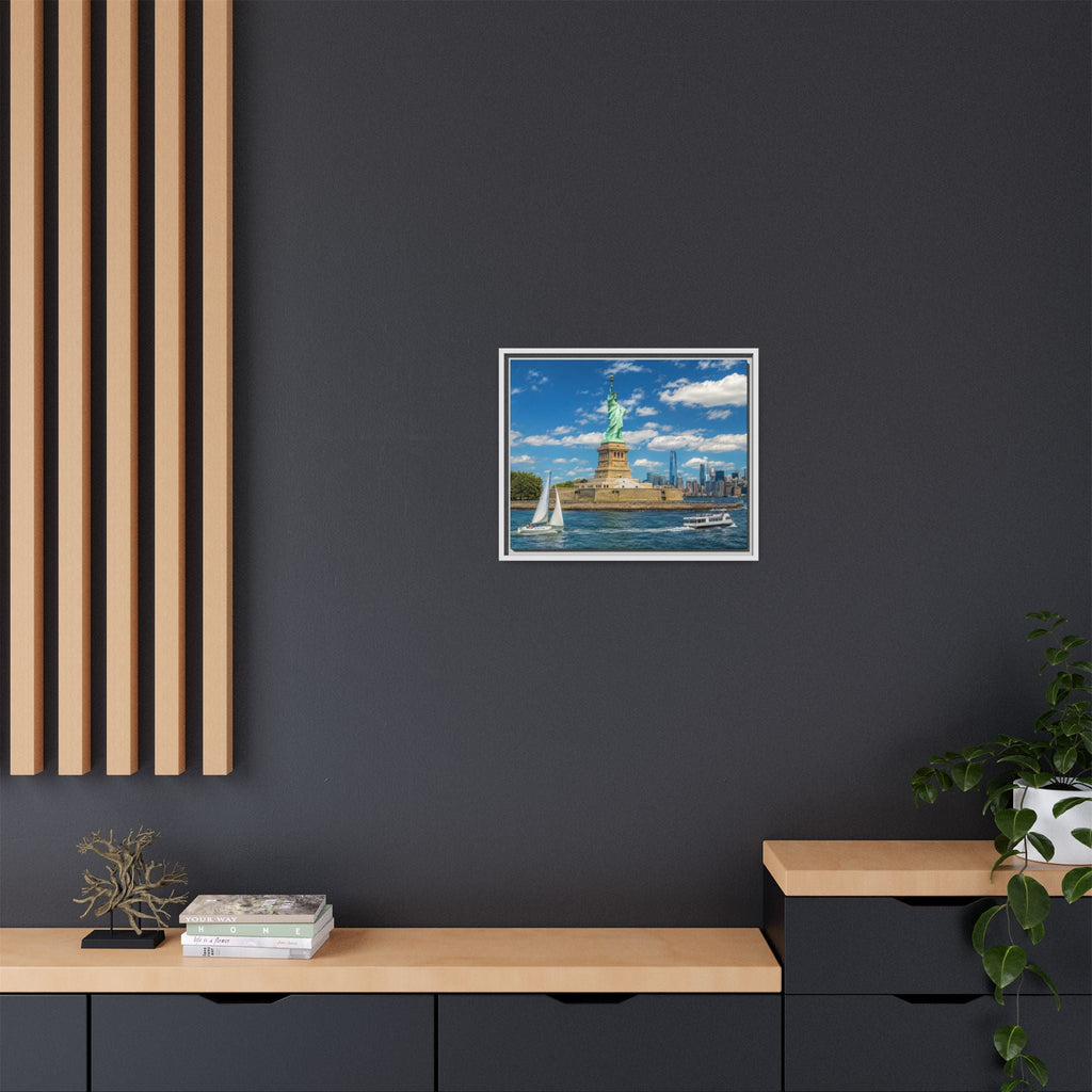Statue of Liberty Matte Framed Canvas Print — New York City Landmark Wall Art