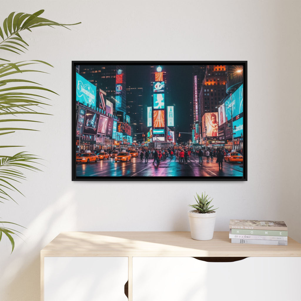 New york / Japan Nightskape Cityskape Framed Canvas Art - Stunning