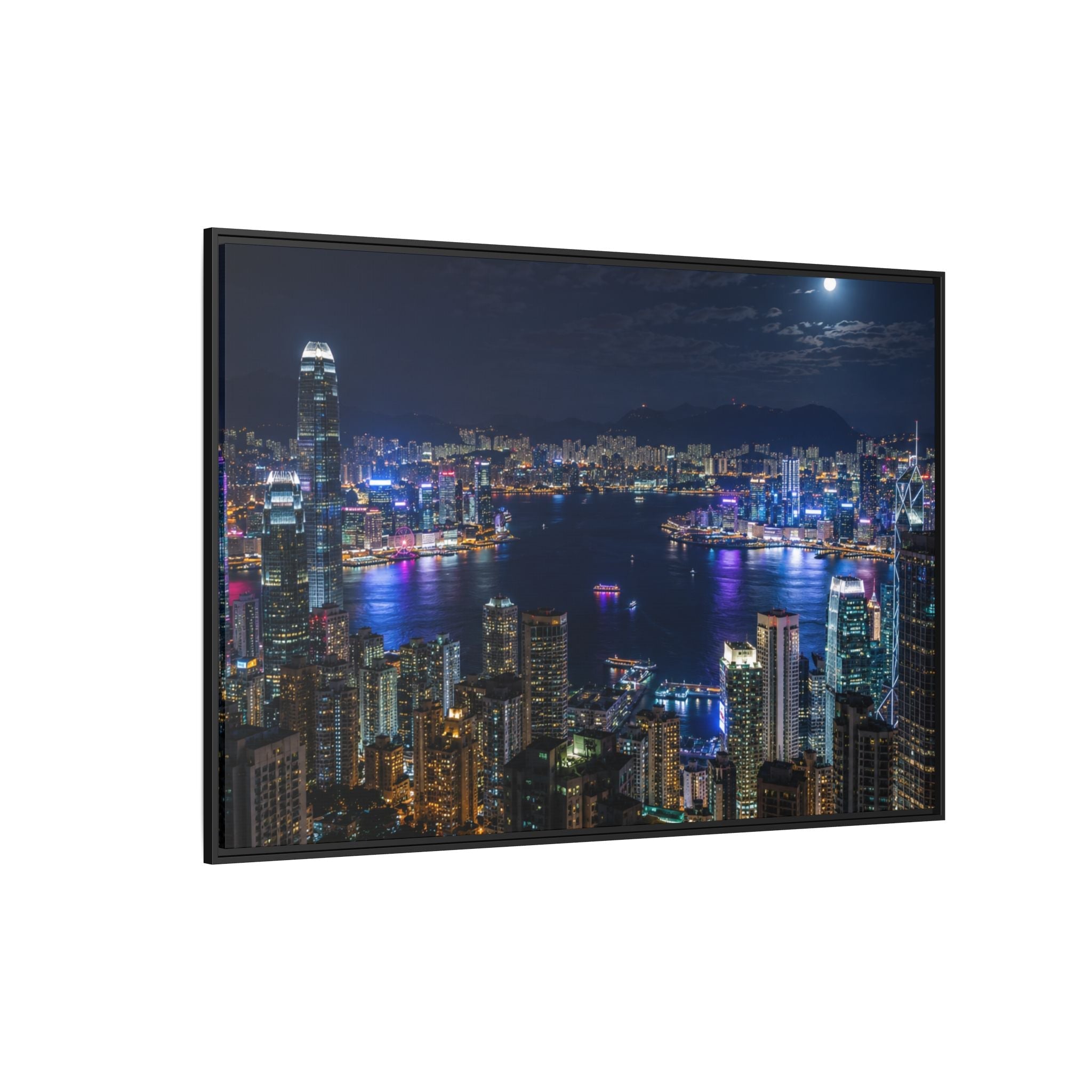 Hong Kong Night City Skape — Nighttime Harbor Skyline - stunning image