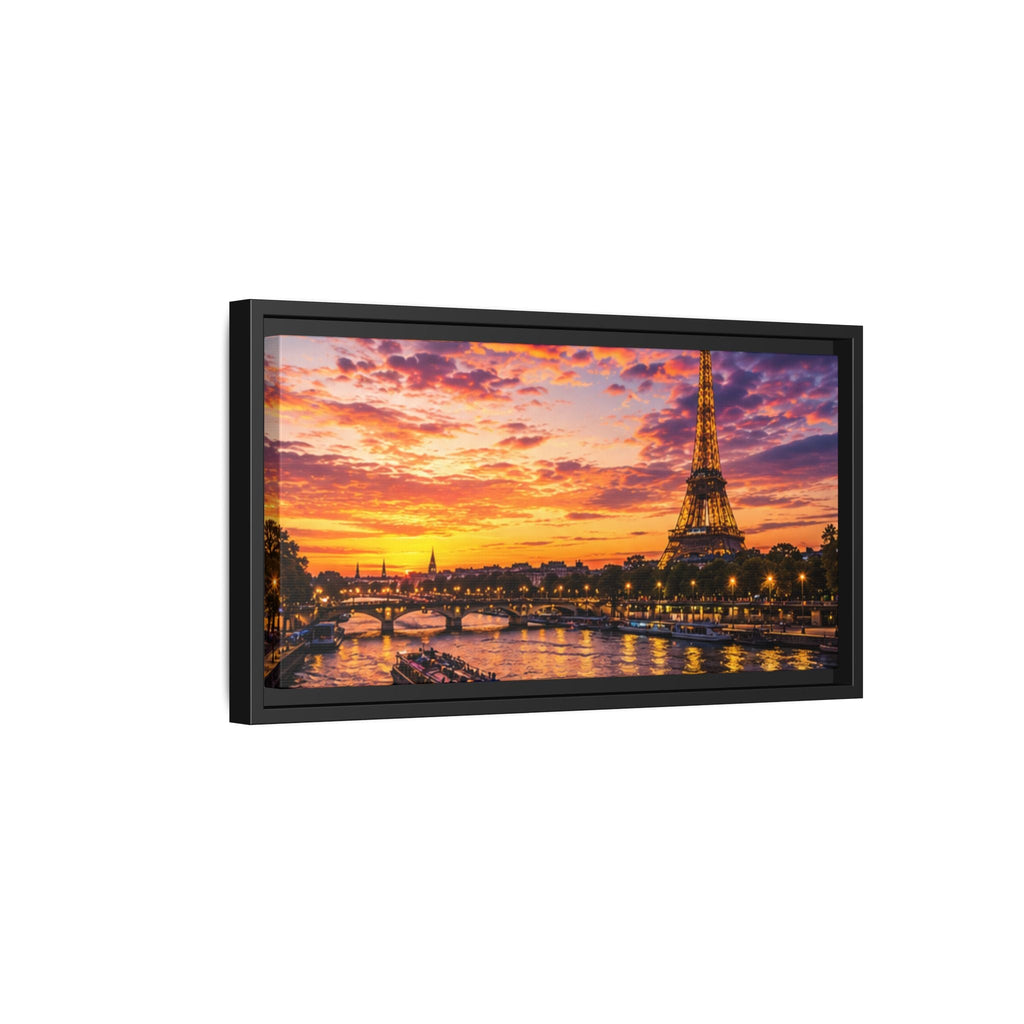 Paris Sunset Matte Canvas Wall Art - Framed - Stunning Picture