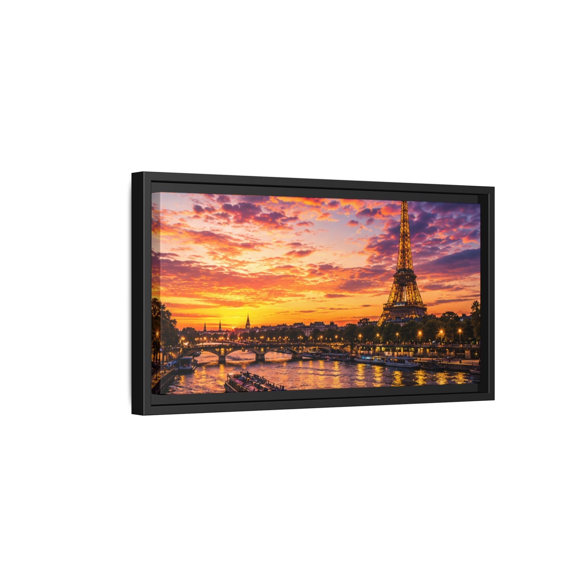Paris Sunset Matte Canvas Wall Art - Framed - Stunning Picture