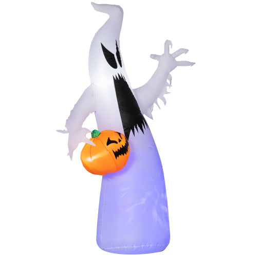 HOMCOM 5.9 Halloween Inflatable Outdoor Decoration Ghost With Pumpkin, Blow Up