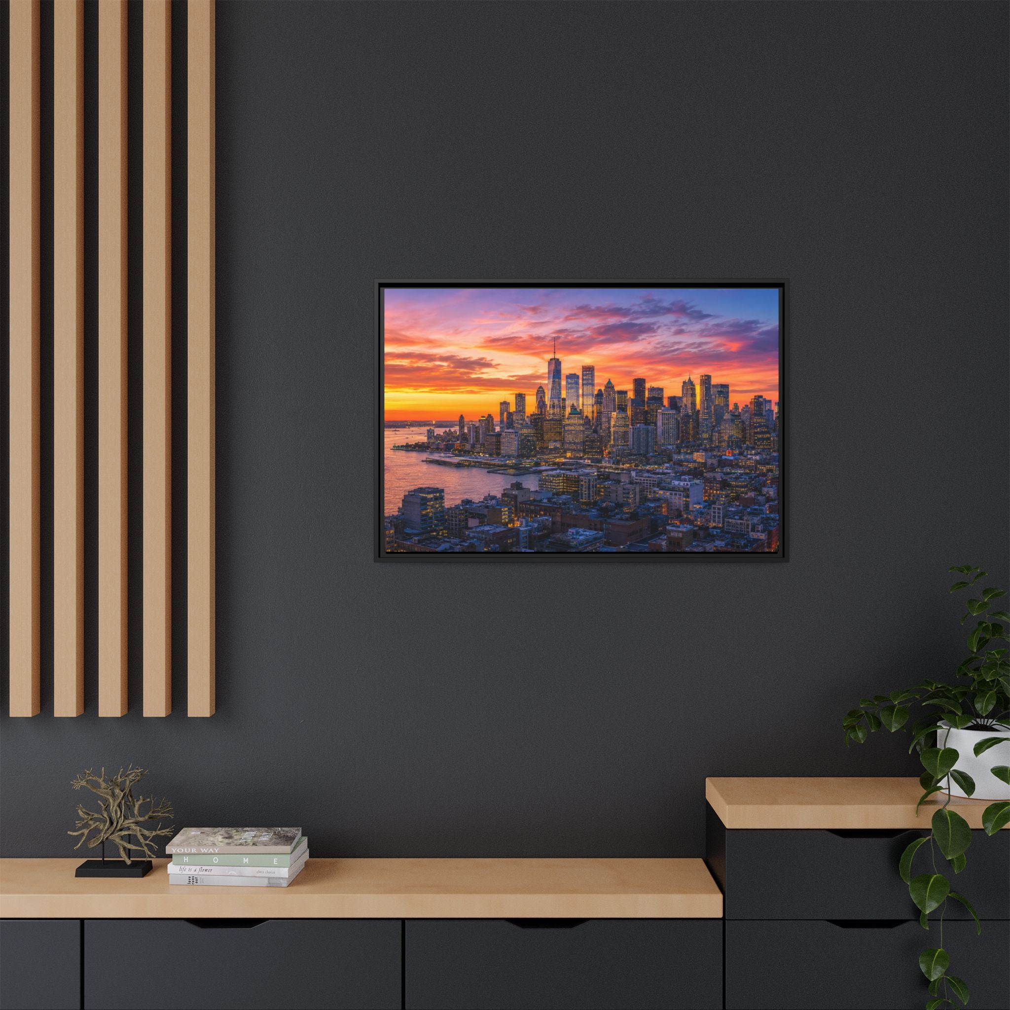 New York City Stunning — Vibrant Skyline Sunset Canvas Wall Art