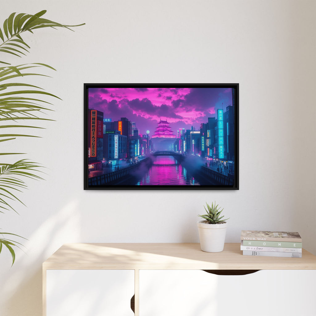 Osaka Neon Night Canvas Wall Art Print Ready to Hang