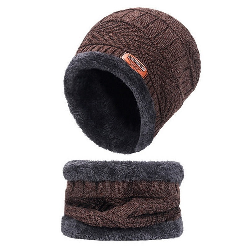 Winter Warmth And Thickening Hat Scarf Scarf Solid Color Touch Screen Gloves Three Sets Of Adults