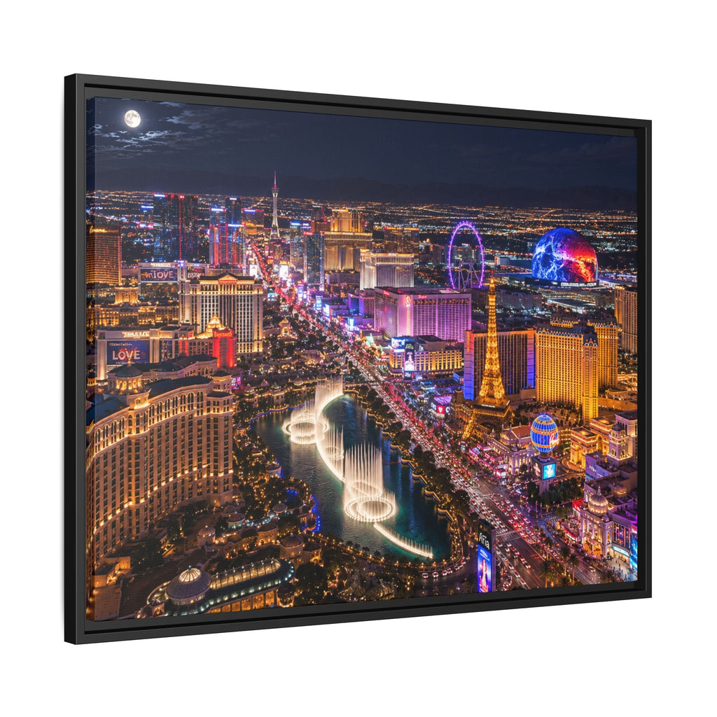 Las Vegas Night Skyline Framed Matte Canvas Print