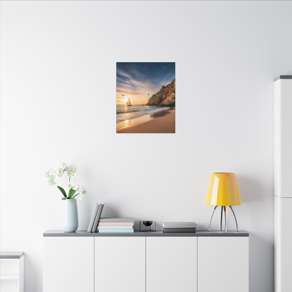Seaside Sunset Sail Canvas