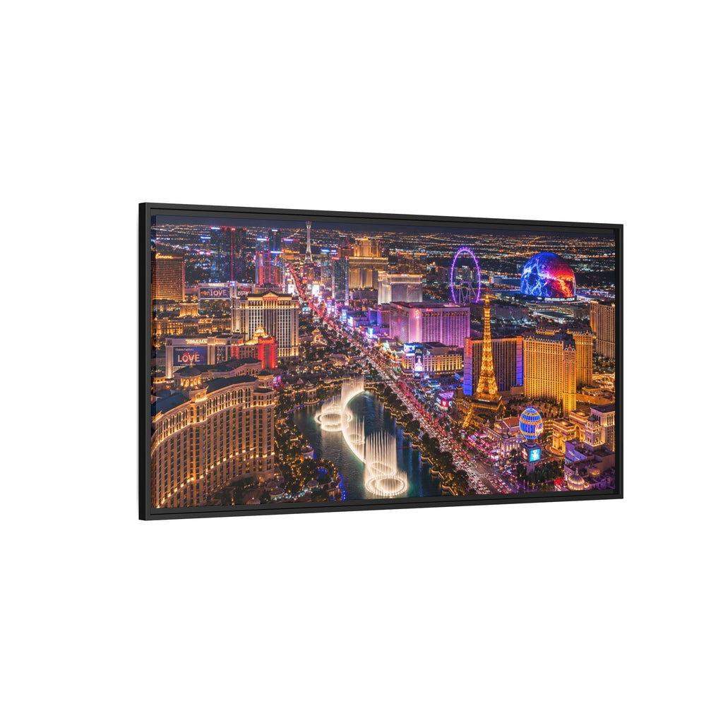 Las Vegas Night Skyline Framed Matte Canvas Print