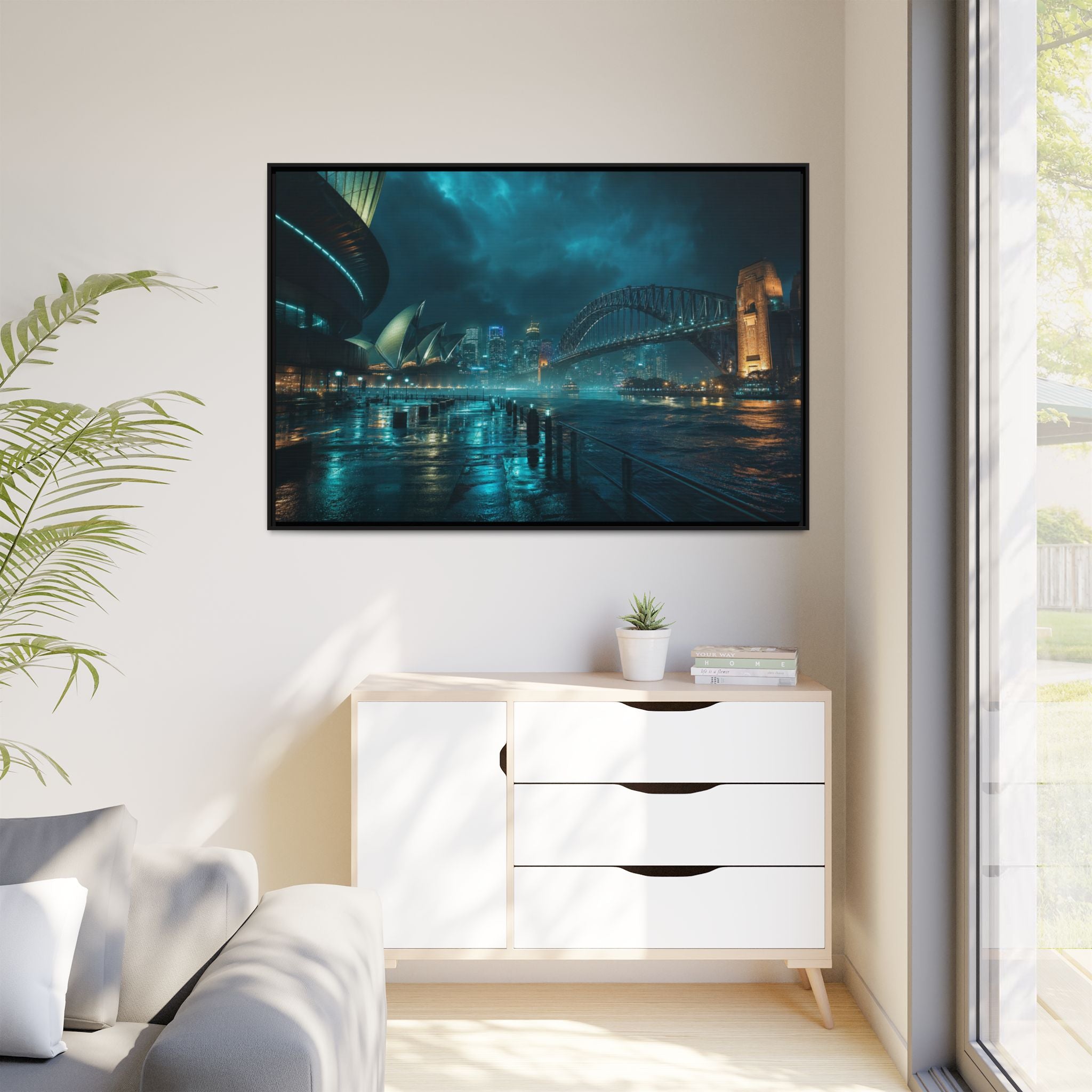 Sydney Harbor Night Canvas Wall Art Print Ready to Hang