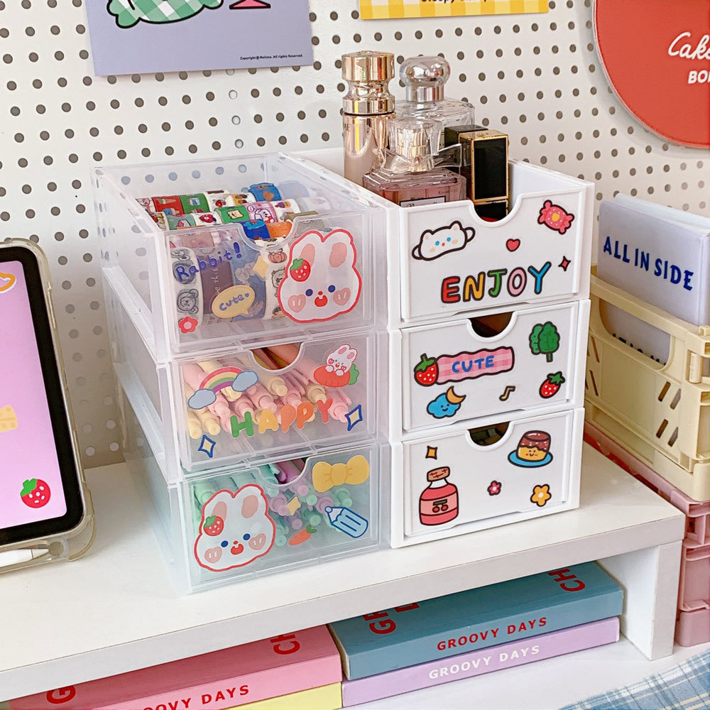 Ins Drawer Desktop Storage Box Transparent Student Dormitory Sundries Cosmetics Rack Desk Organizer Box