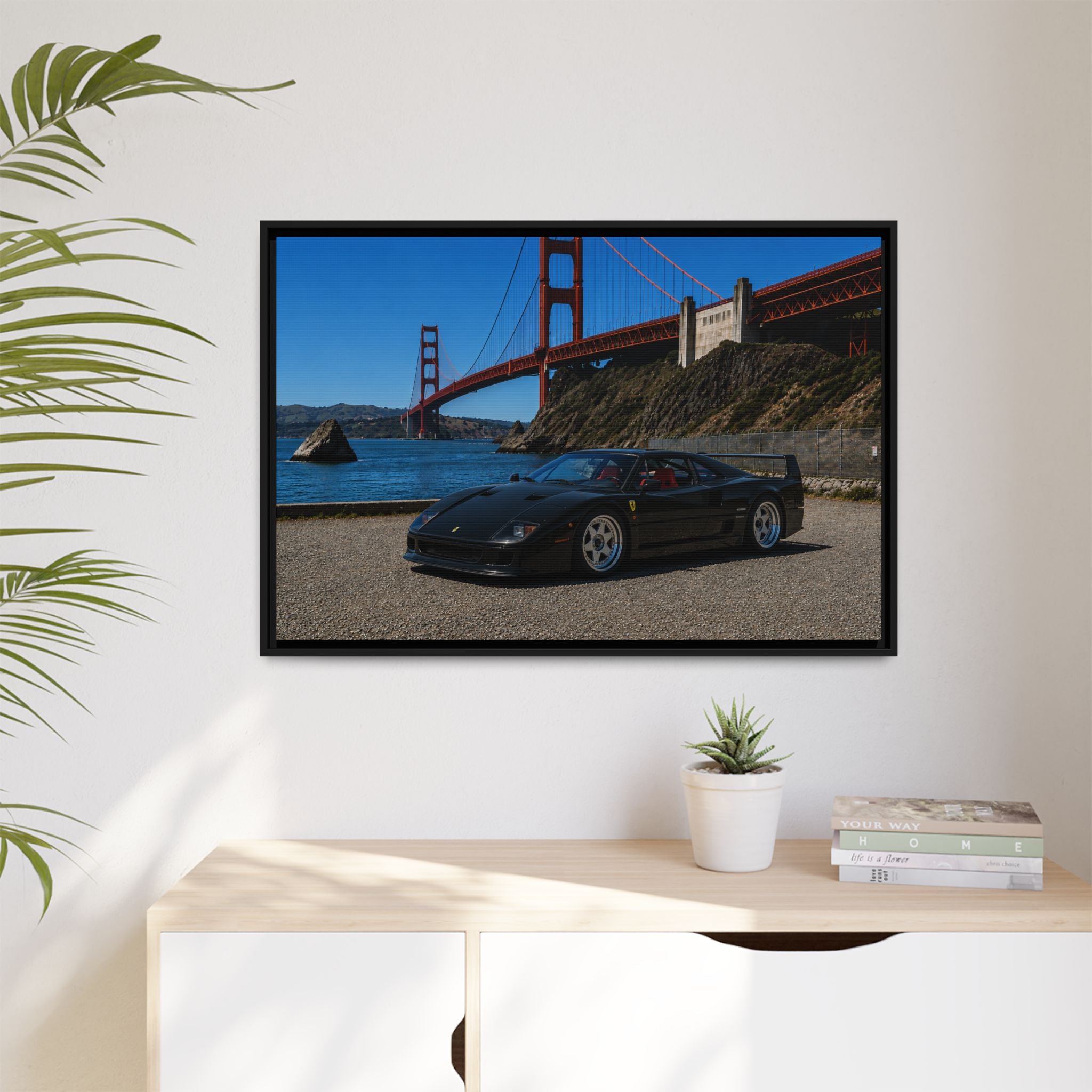 Ferrari F40 1987 At Golden Gate — Stunning Framed Matte Canvas Wall Art