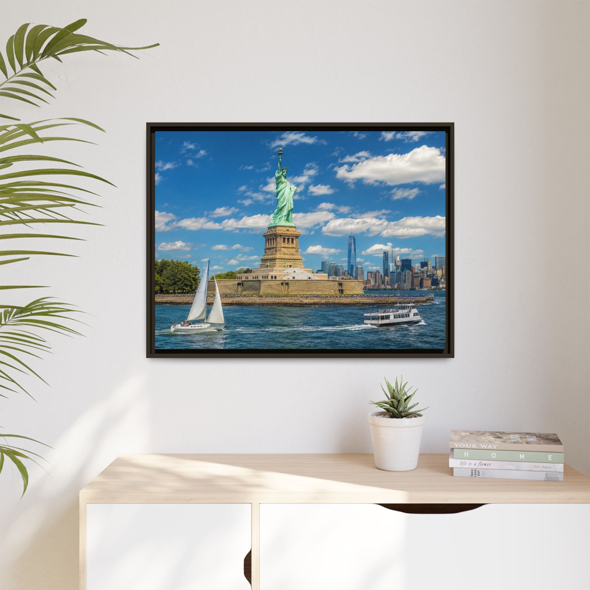 Statue of Liberty Matte Framed Canvas Print — New York City Landmark Wall Art