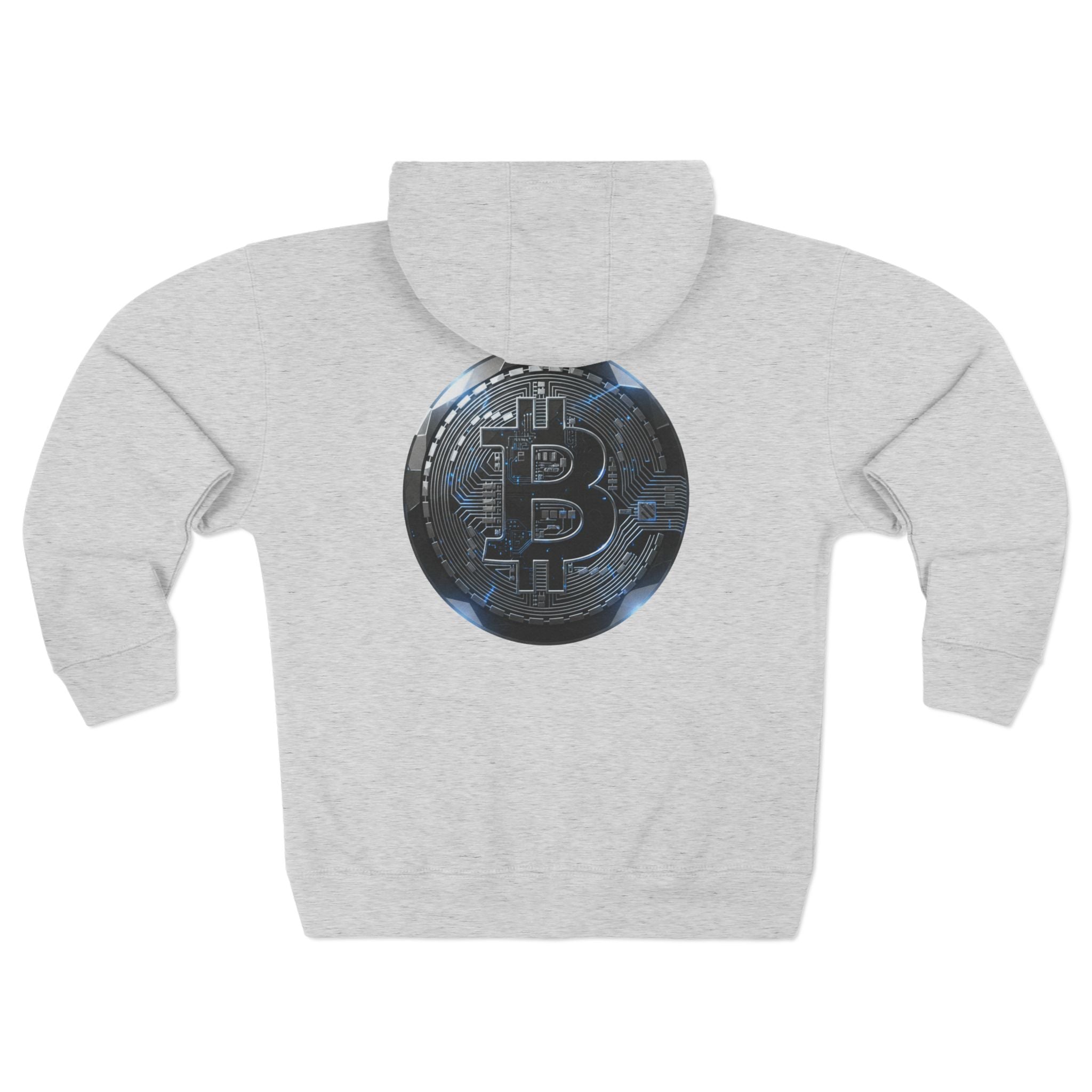Bitcoin Coin Zip Hoodie — Crypto Logo Zip-Up Hoodie for Bitcoin Enthusiasts