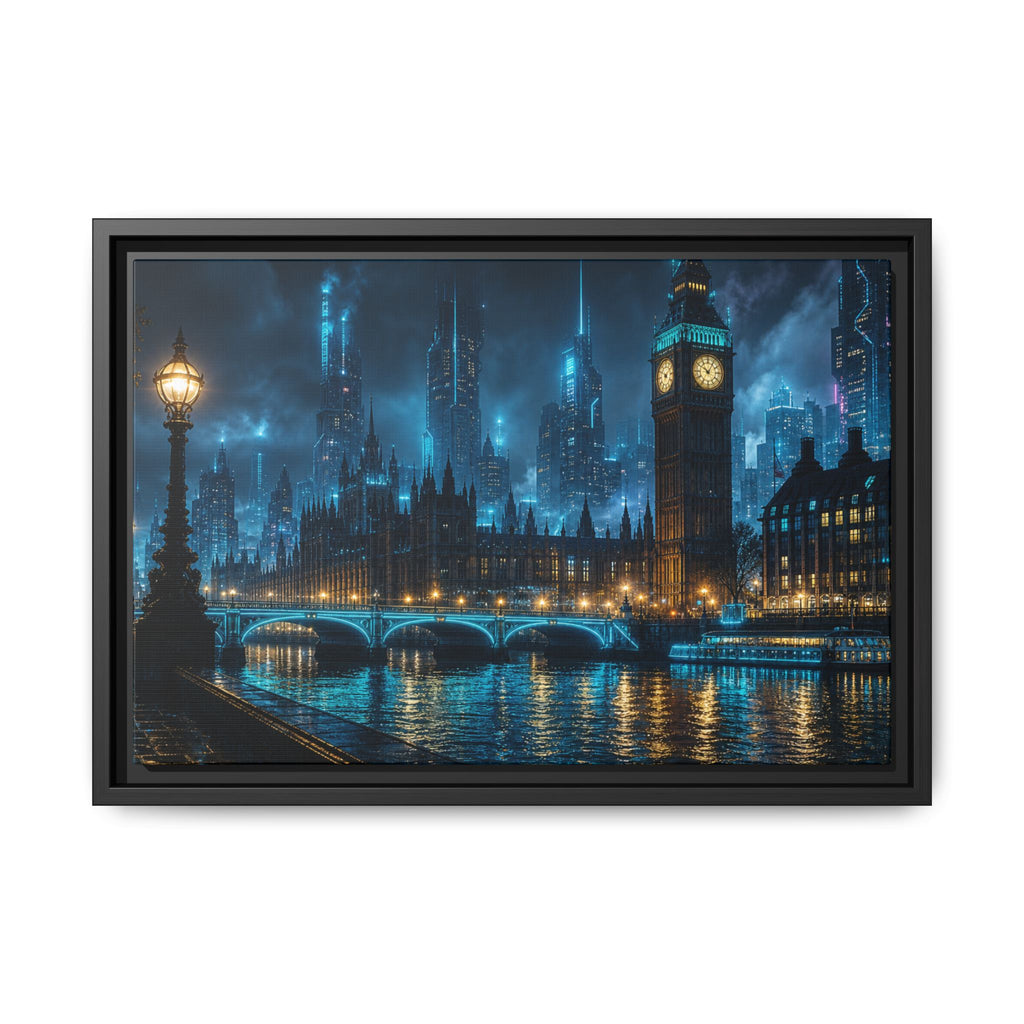 London Thames Night Canvas Wall Art Print Ready to Hang