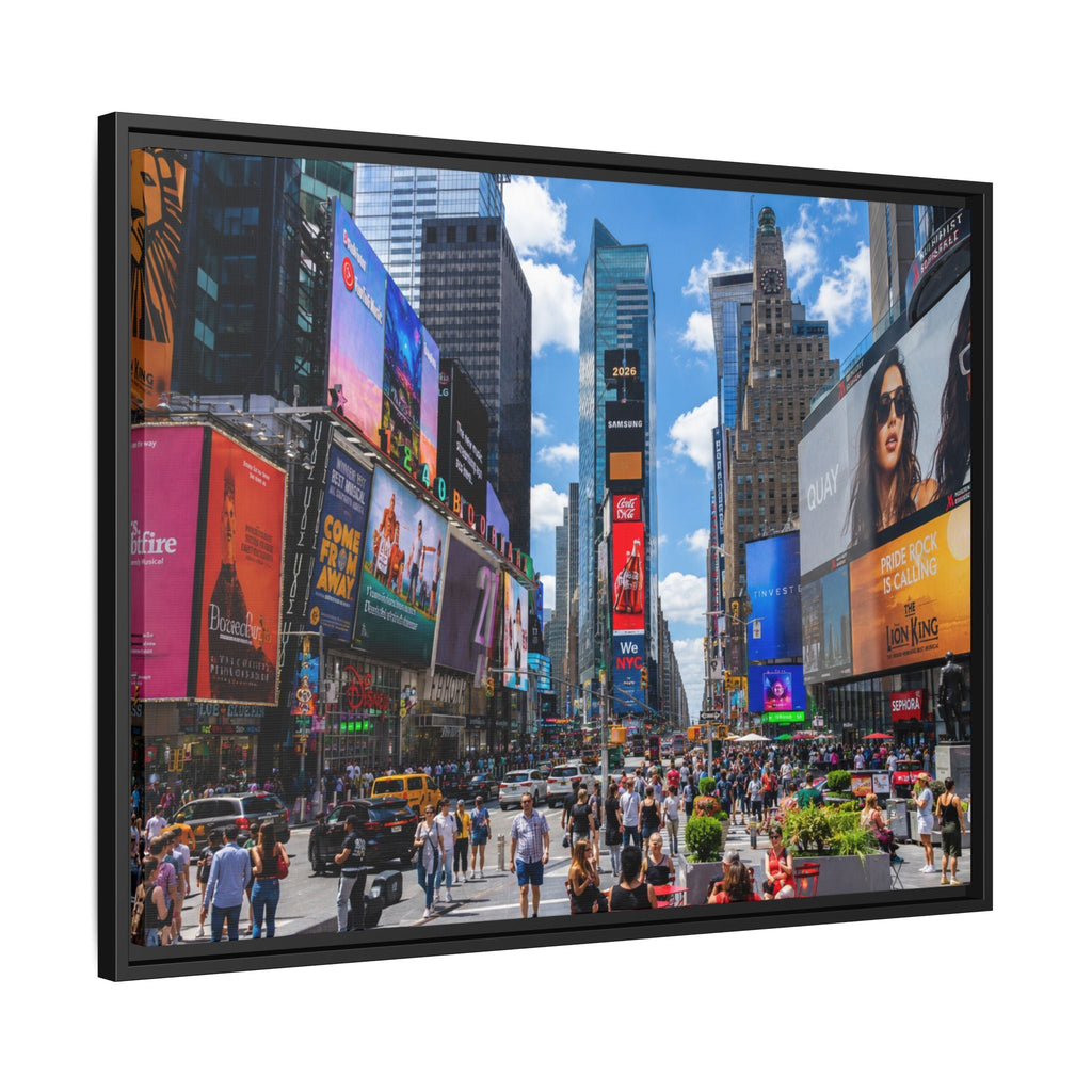 Times Square New York Matte Canvas Framed Wall Art — Vibrant Cityscape Photography
