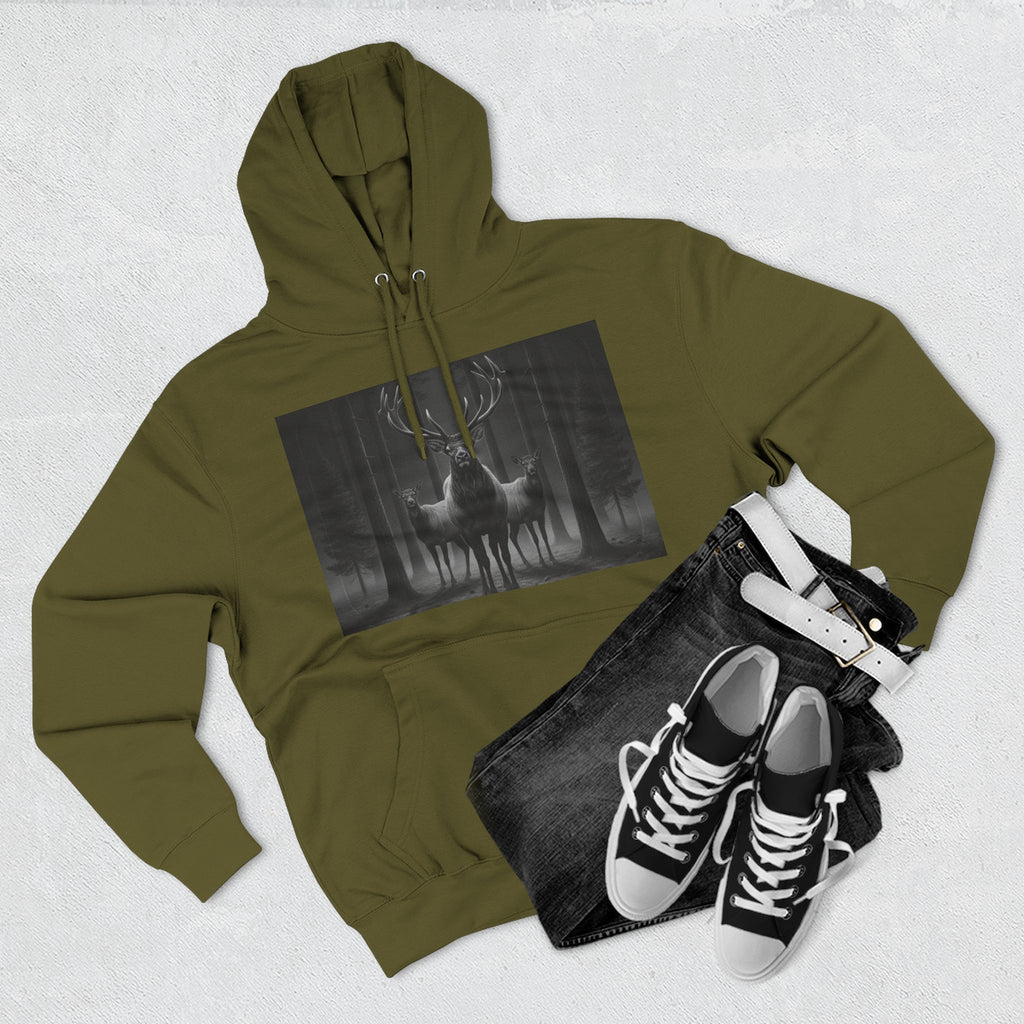 Mystic Stag Hoodie — Dark Forest Elk Trio Graphic Fleece