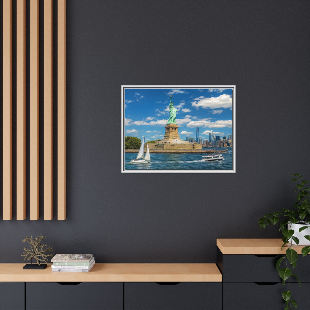 Statue of Liberty Matte Framed Canvas Print — New York City Landmark Wall Art