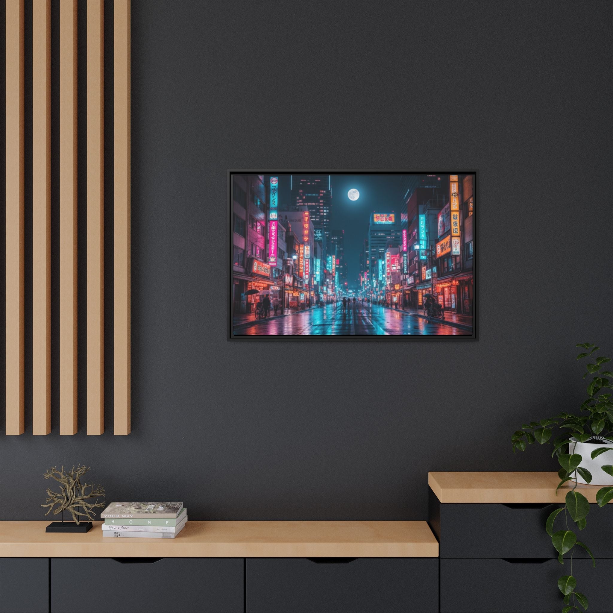 Japan Nightscape Canvas Framed Print - Stunning - Vibrant