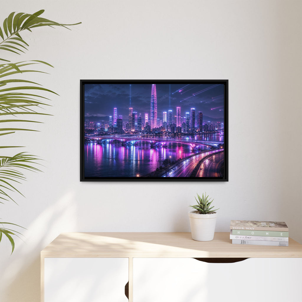 Seoul Night Skyline Canvas Wall Art Print Ready to Hang