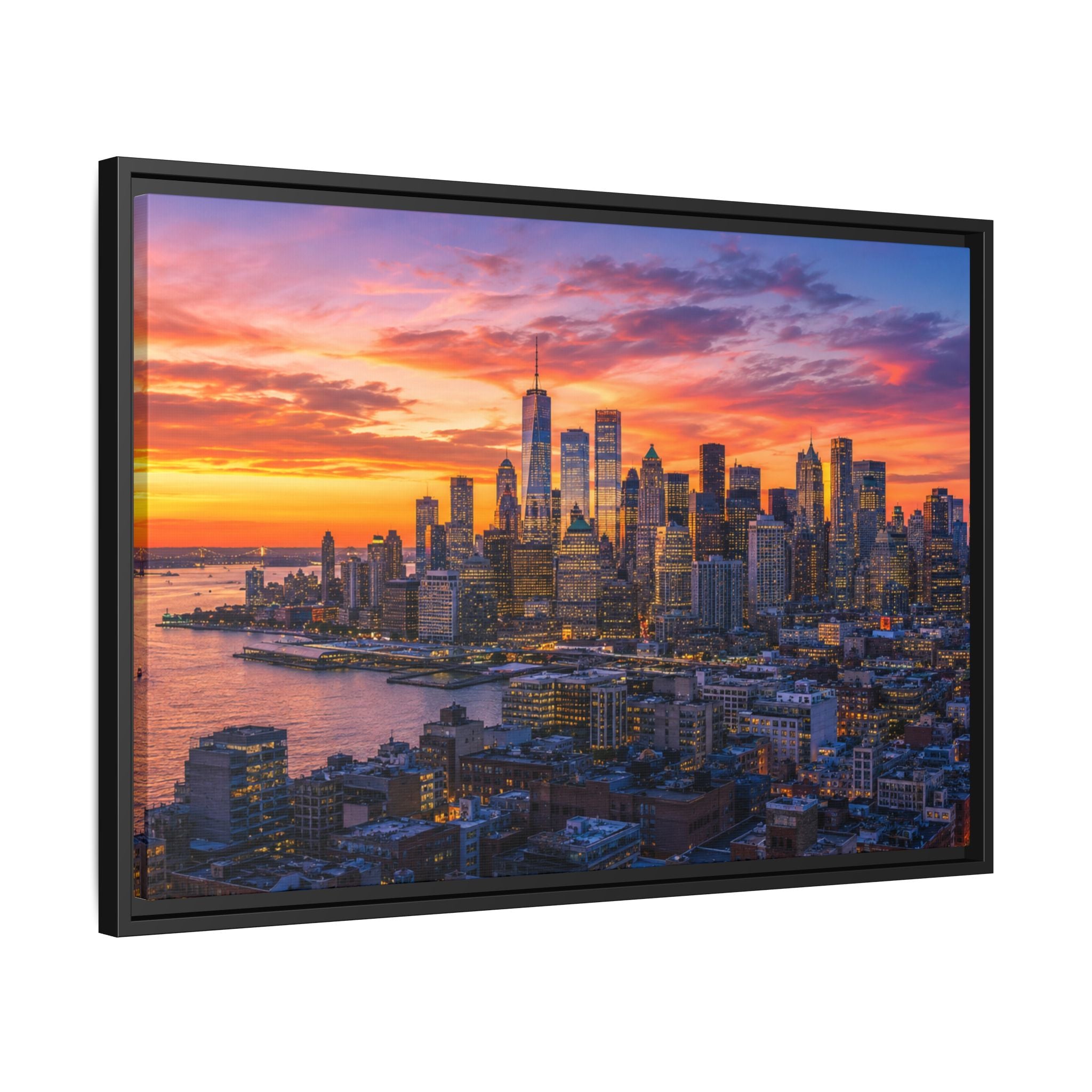 New York City Stunning — Vibrant Skyline Sunset Canvas Wall Art