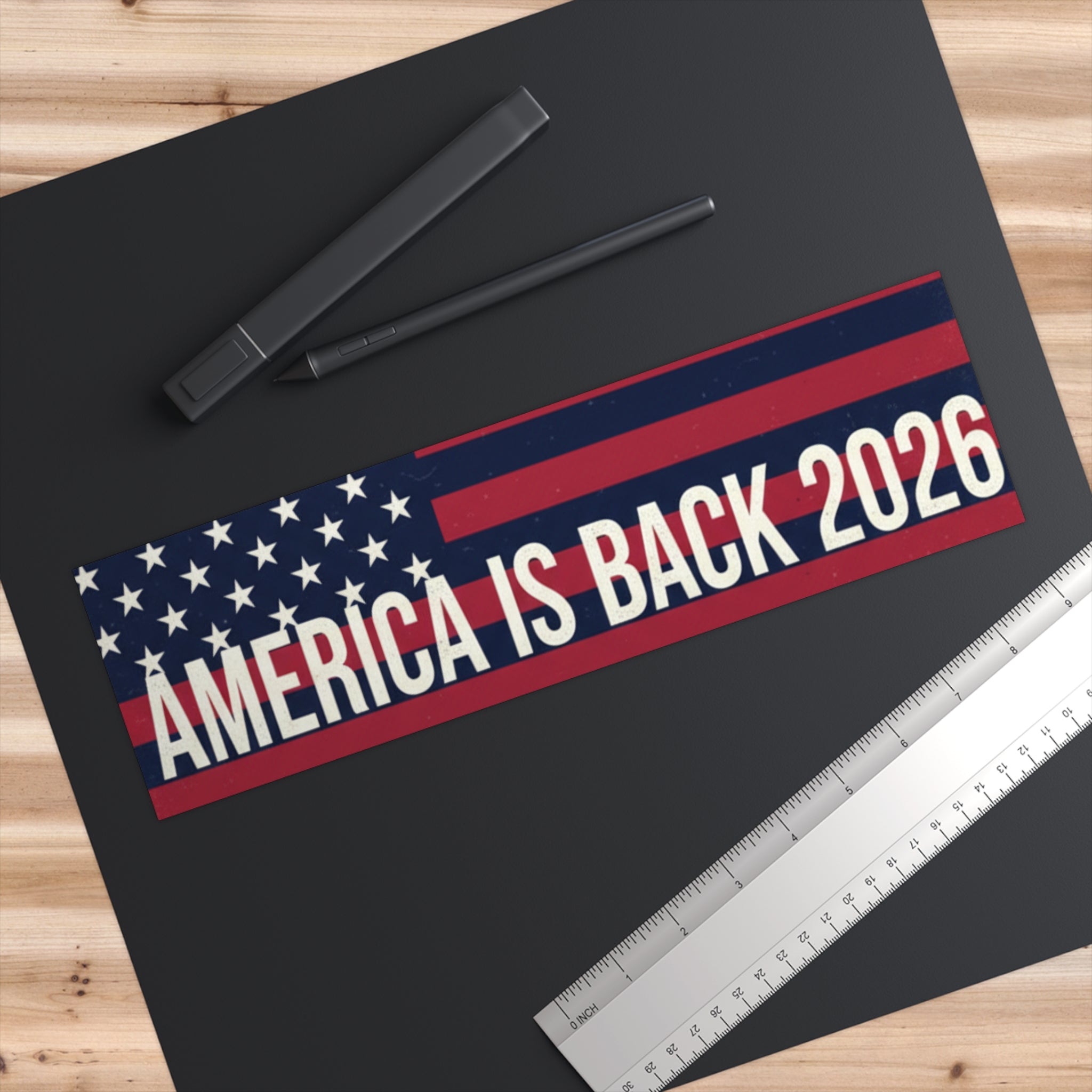 Bumper Sticker — "America Is Back 2026" Patriotic Flag Campaign Sticker