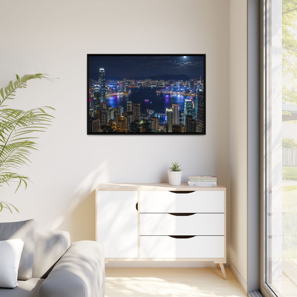 Hong Kong Night City Skape — Nighttime Harbor Skyline - stunning image