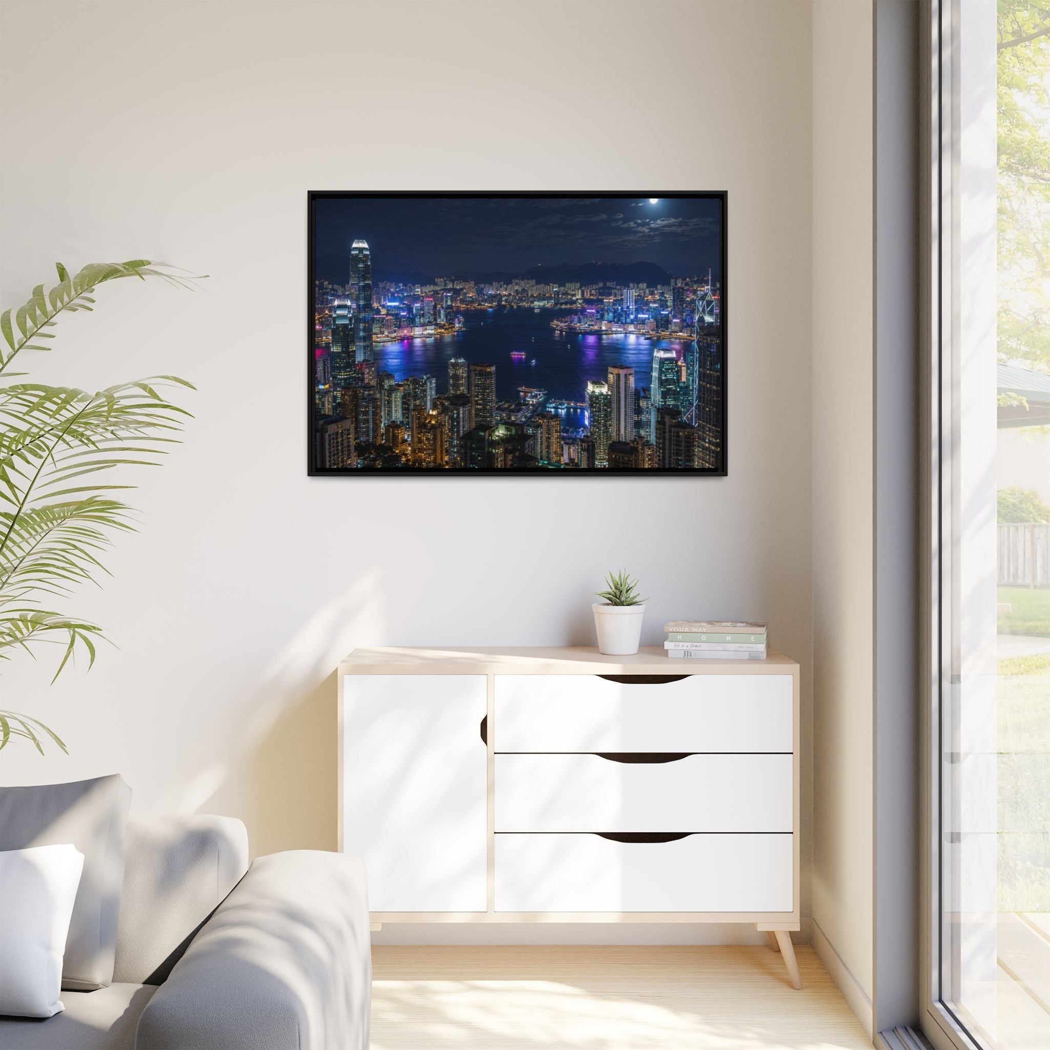 Hong Kong Night City Skape — Nighttime Harbor Skyline - stunning image