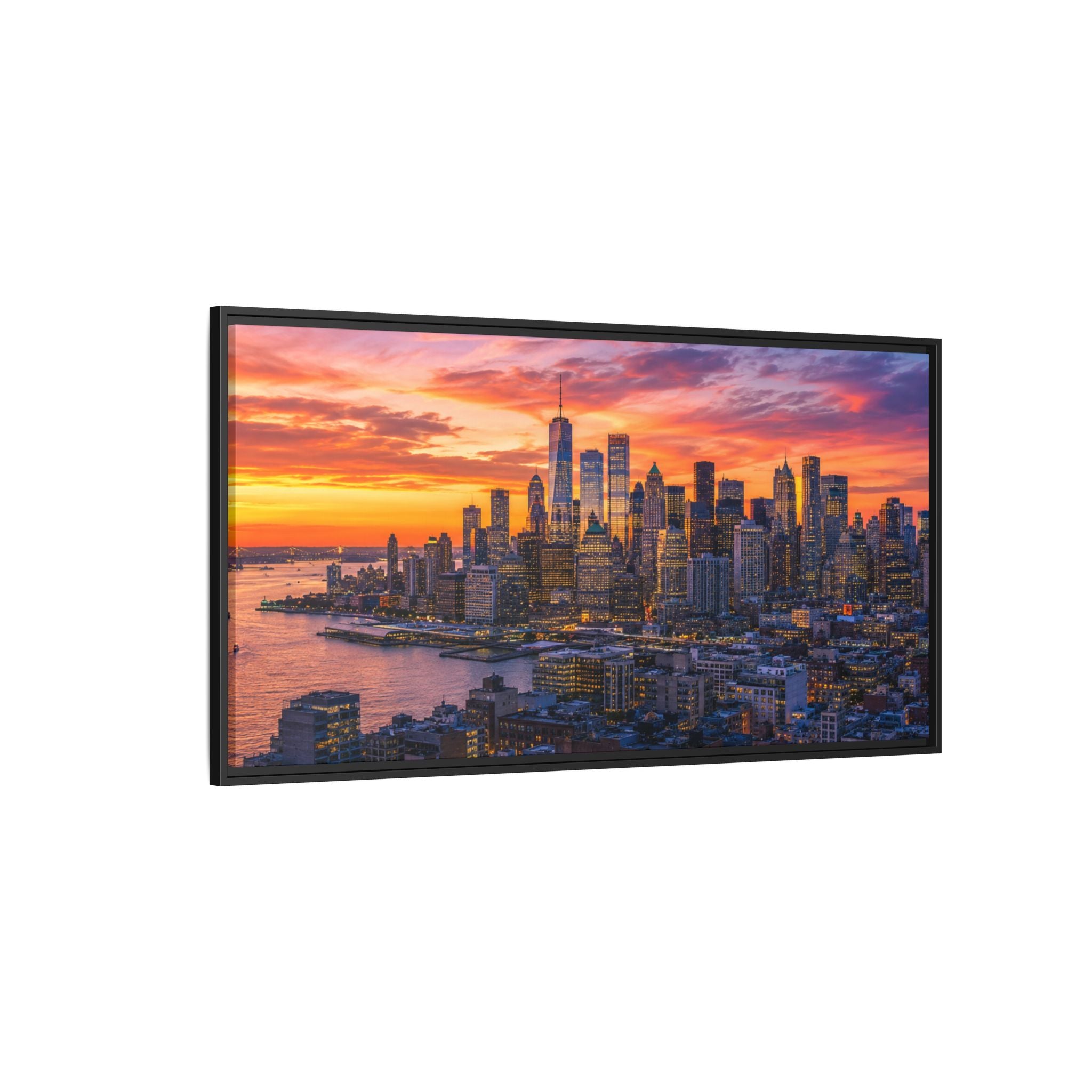 New York City Stunning — Vibrant Skyline Sunset Canvas Wall Art