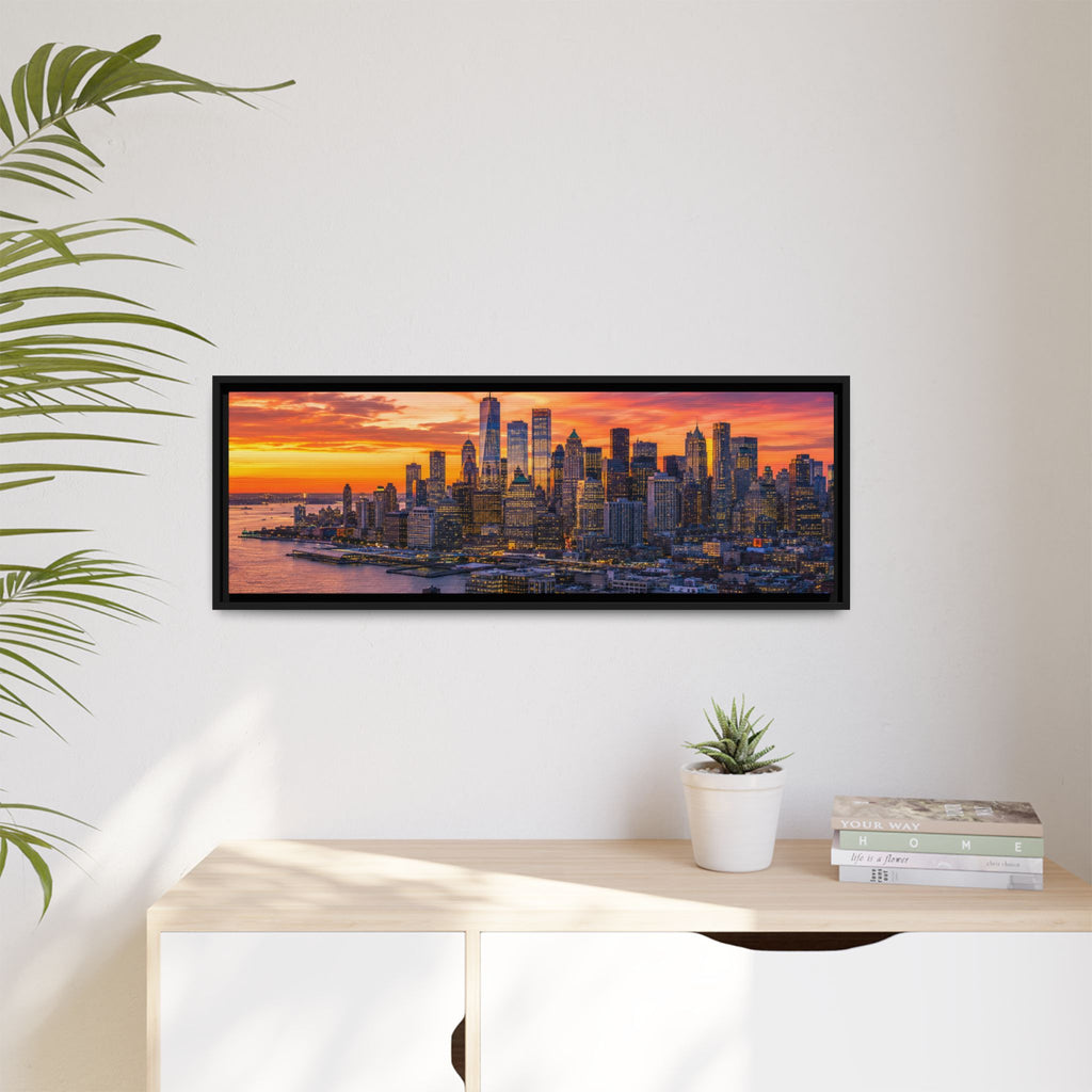 New York City Stunning — Vibrant Skyline Sunset Canvas Wall Art
