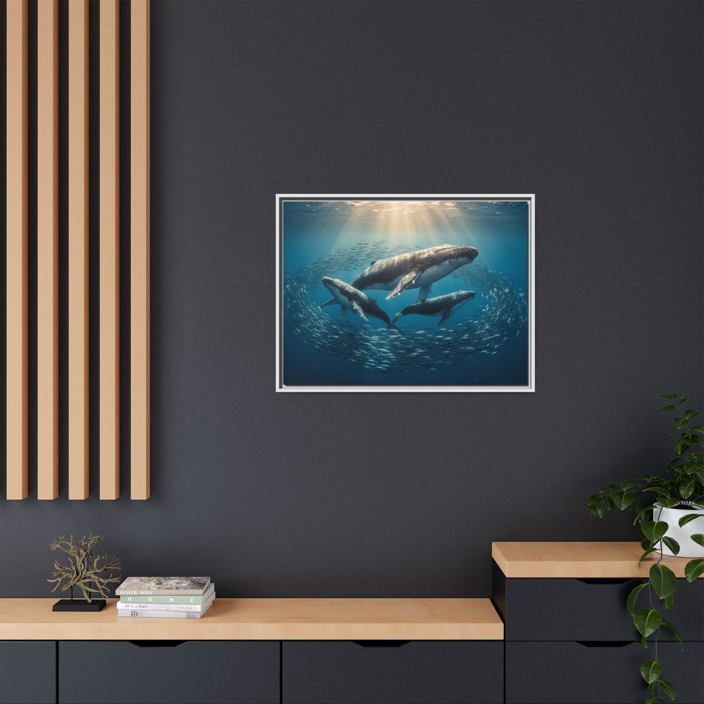 Whale Family Canvas Wall Art - Framed - Stunning
