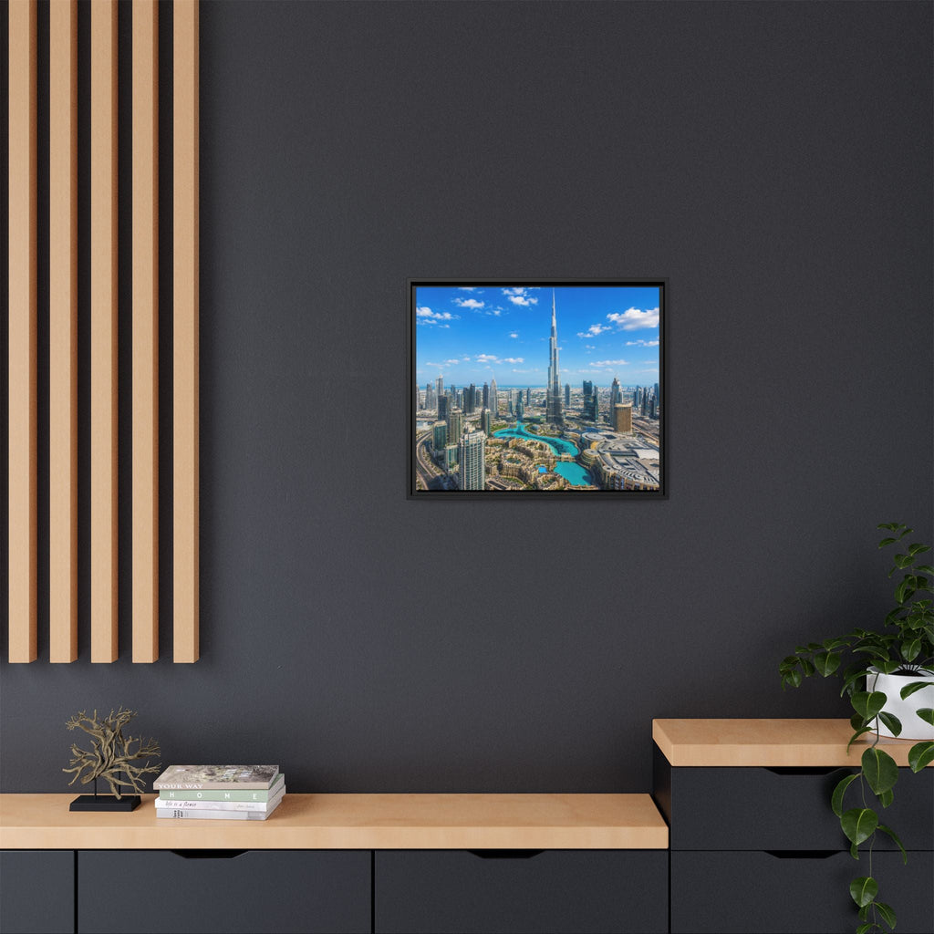 Dubai Skyline Matte Canvas Print (Framed) — Burj Khalifa Aerial Cityscape Wall Art