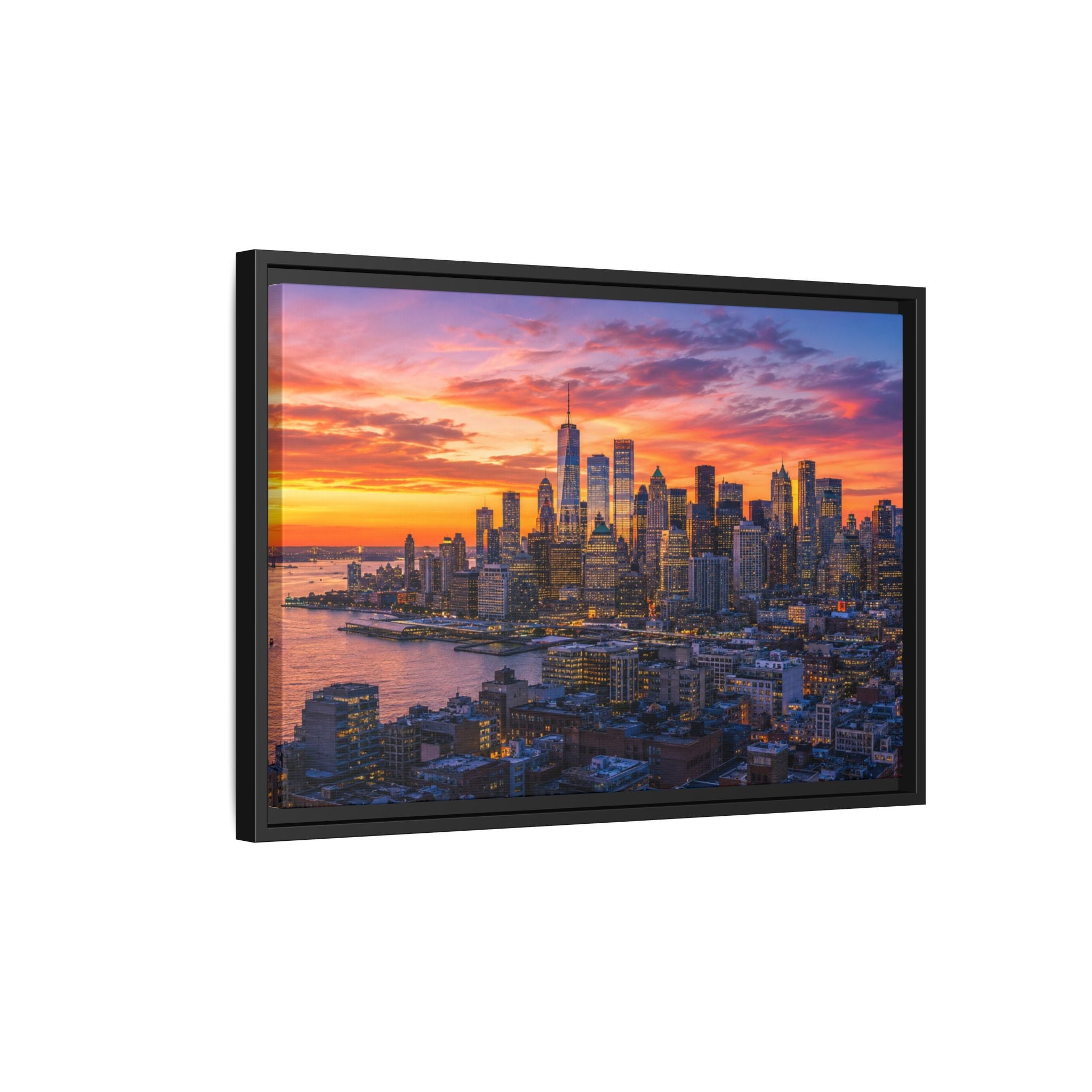 New York City Stunning — Vibrant Skyline Sunset Canvas Wall Art