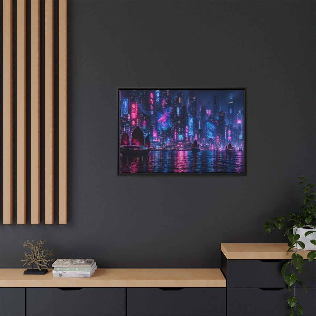 Hong Kong Harbor Night Canvas Wall Art Print Ready to Hang