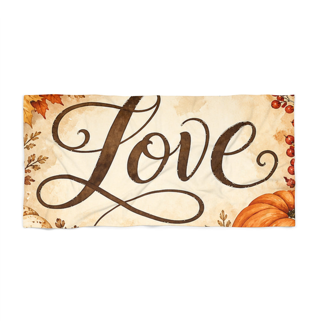 Autumn Pumpkin Love Kitchen Tea Towel Fall Dish Towel Halloween Thanksgiving Gift