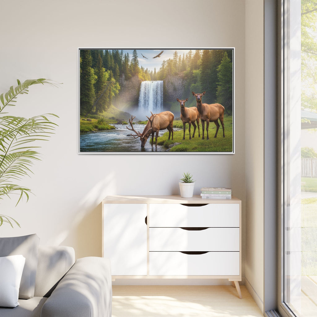Elk Forest Landscape Wall Art - Eagles Flying - Stunning