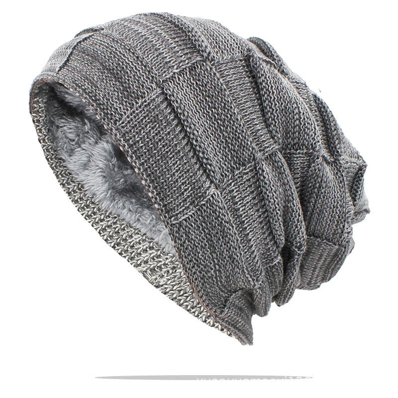 Plush pullover hat unisex ear protection knitted pile up hat for men and women