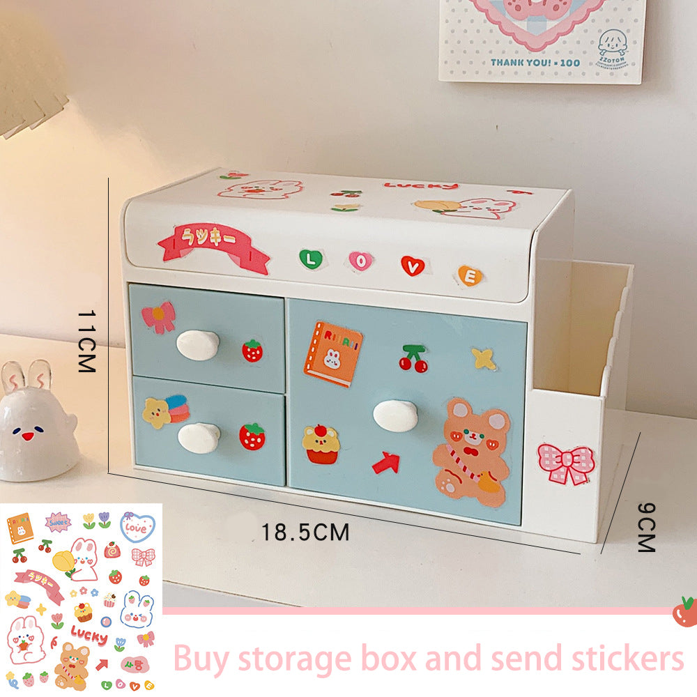 Creative Cute Desktop Storage Box Plastic Drawer Office Home Cosmetic Box Student Finishing Storage Box